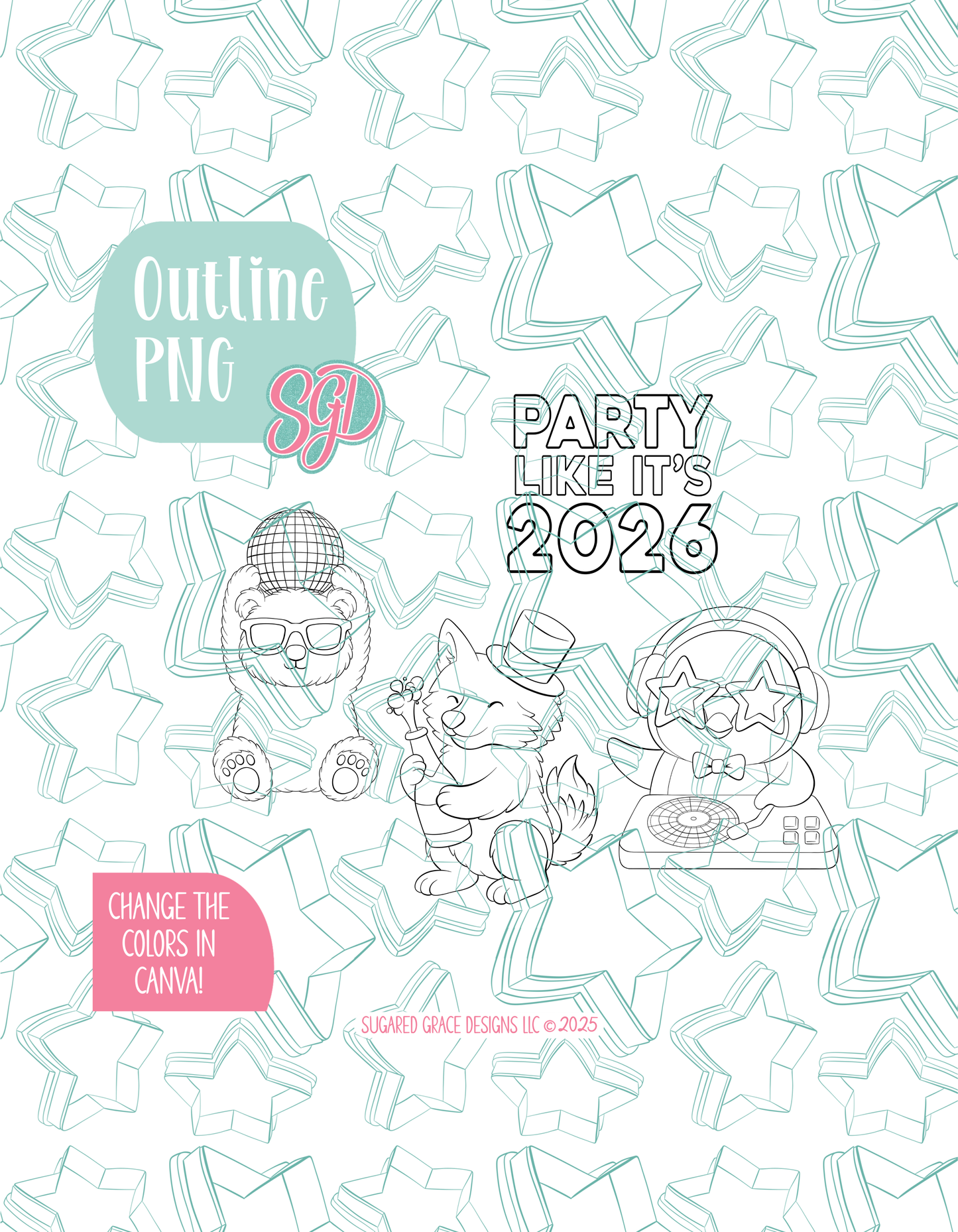 Editable Arctic New Years Cookie Cutter STL and PNG Set with 4 Designs (Digital Download)