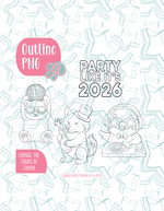 Arctic New Years Set of 4 Designs for Edible Ink Printers - Hand Drawn Editable Graphics (Digital Download)