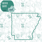 Arkansas State Cookie Cutter with PNG Images to Match - Hand Drawn Graphics for Edible Ink Printers - United States Shape