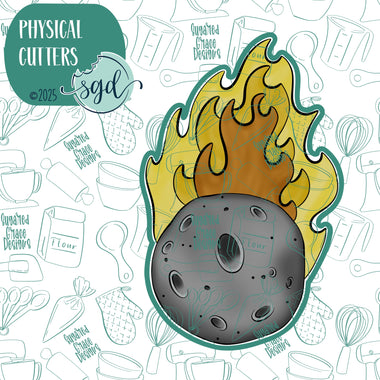 Fiery Asteroid or Space Comet Cookie Cutter with PNG Images to Match - Hand Drawn Graphics for Edible Ink Printers