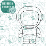 Astronaut Cookie Cutter with PNG Images to Match - Hand Drawn Graphics for Edible Ink Printers