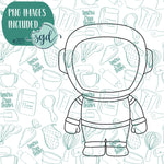 Astronaut Cookie Cutter with PNG Images to Match - Hand Drawn Graphics for Edible Ink Printers