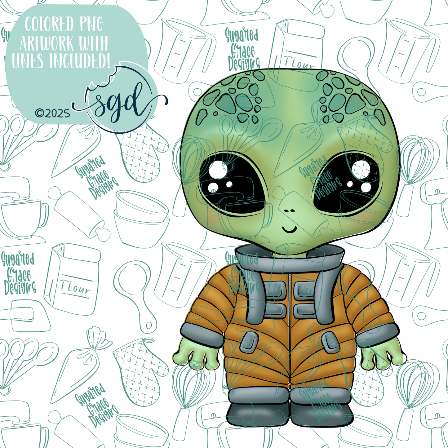 Space Alien Cookie Cutter STL Files with PNG Images to Match - For 3D Printing and Edible Ink Printers