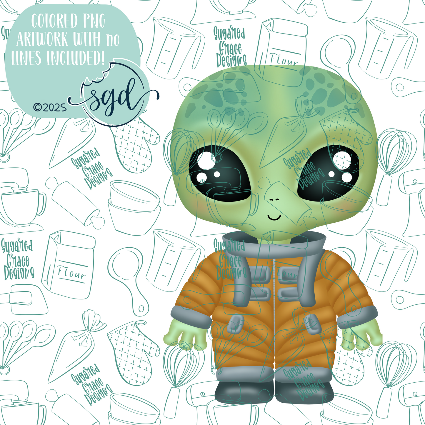 Space Alien Cookie Cutter STL Files with PNG Images to Match - For 3D Printing and Edible Ink Printers