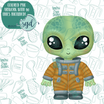 Space Alien Cutter with PNG Images to Match - Hand Drawn Graphics for Edible Ink Printers