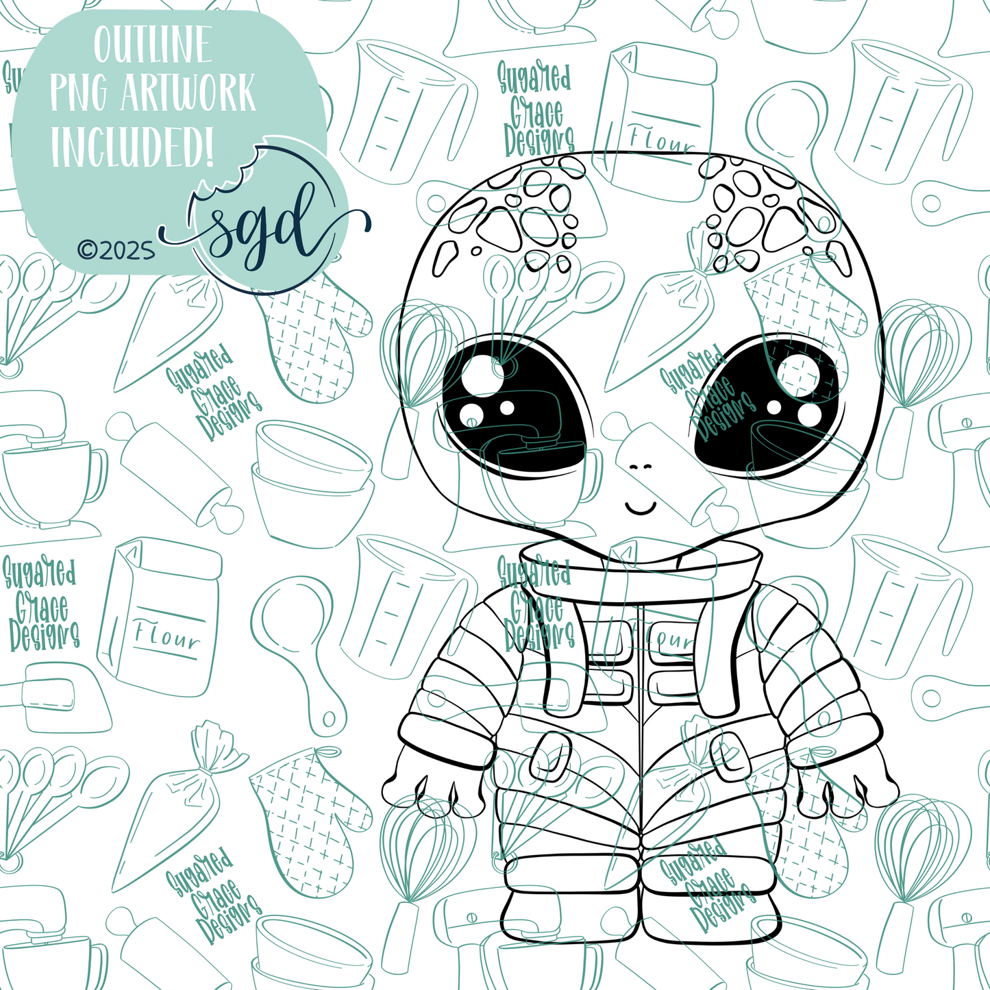 Space Alien Cookie Cutter STL Files with PNG Images to Match - For 3D Printing and Edible Ink Printers