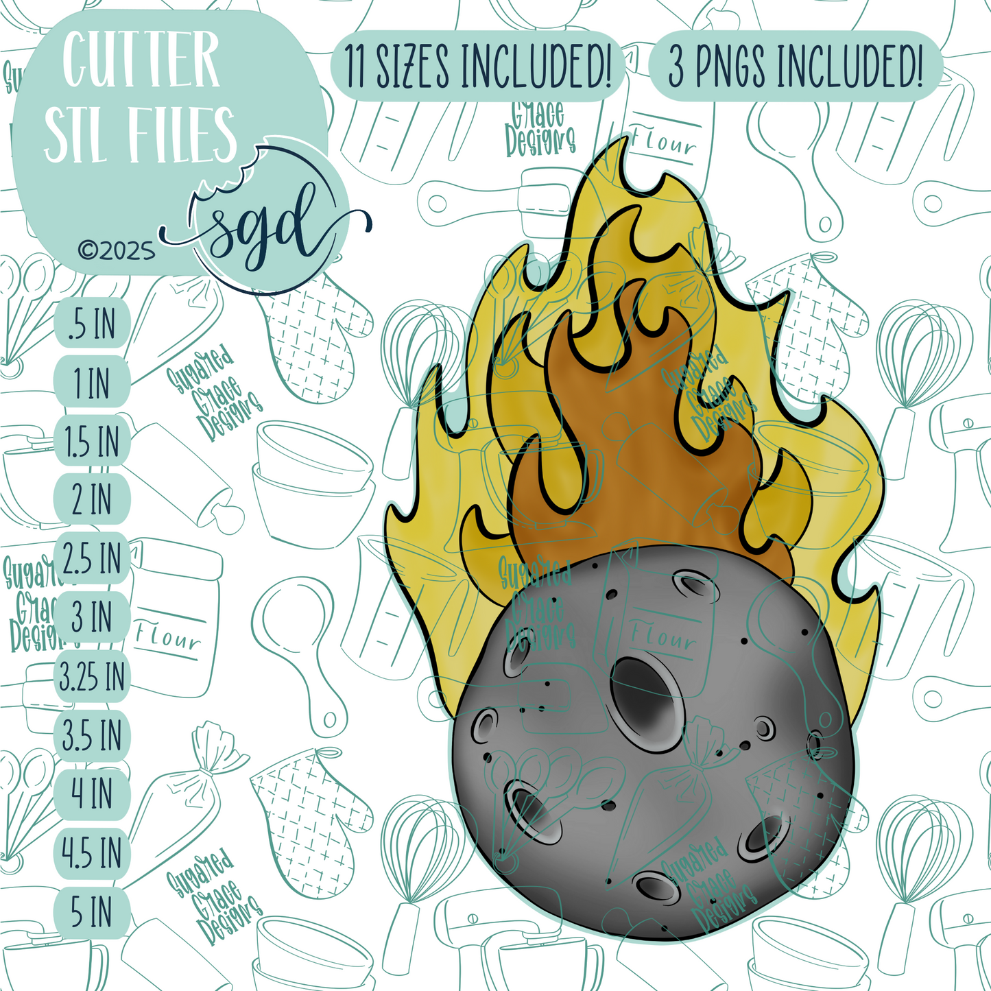 Asteroid Cookie Cutter STL File  with PNG Images to Match - For 3D Printing and Edible Ink Printers