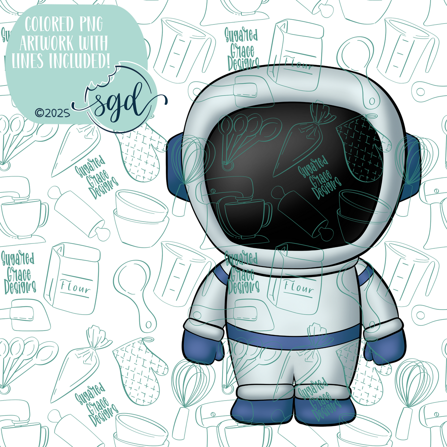 Astronaut Cookie Cutter STL File  with PNG Images to Match - For 3D Printing and Edible Ink Printers