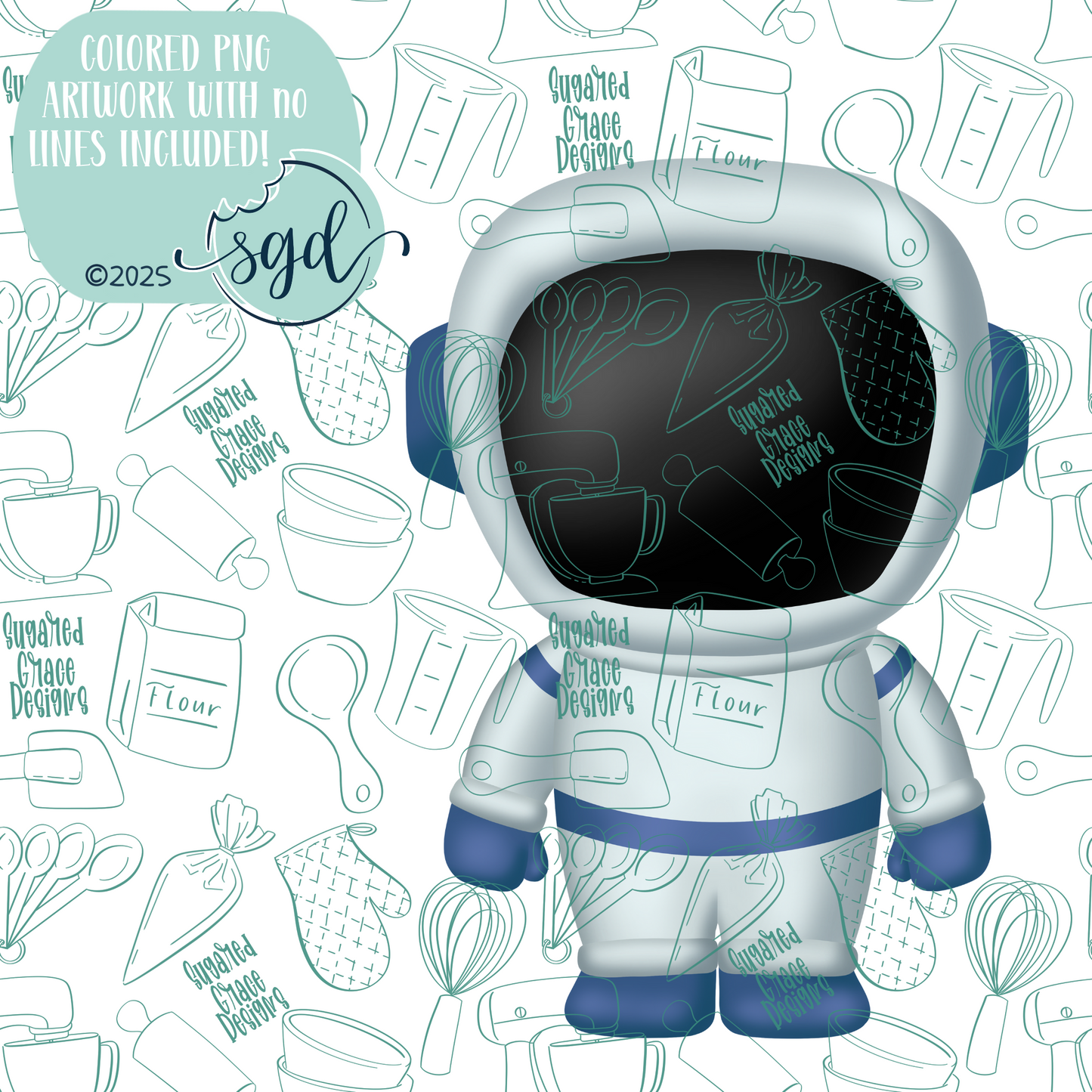Astronaut Cookie Cutter STL File  with PNG Images to Match - For 3D Printing and Edible Ink Printers