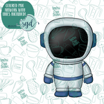 Astronaut Cookie Cutter with PNG Images to Match - Hand Drawn Graphics for Edible Ink Printers