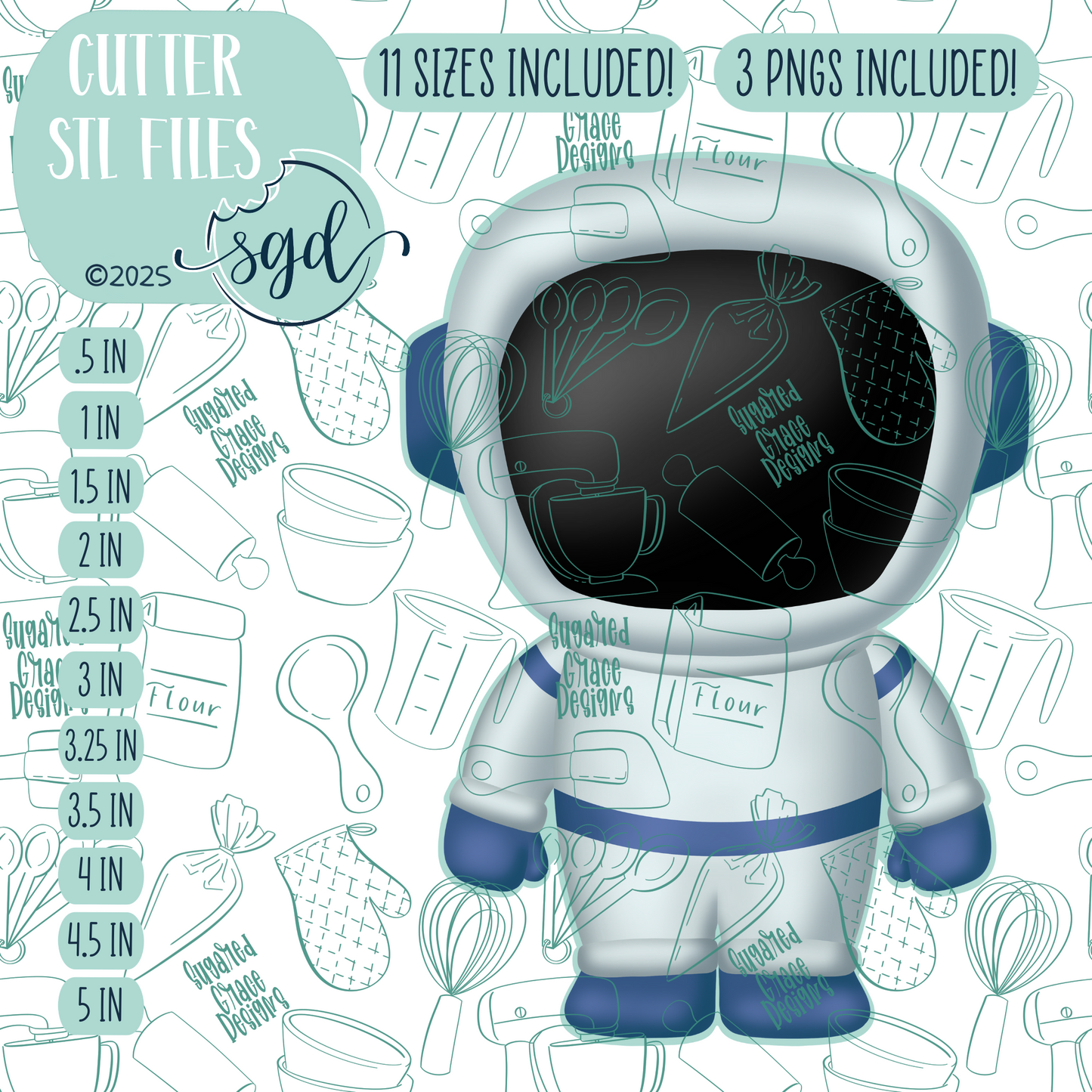 Astronaut Cookie Cutter STL File  with PNG Images to Match - For 3D Printing and Edible Ink Printers