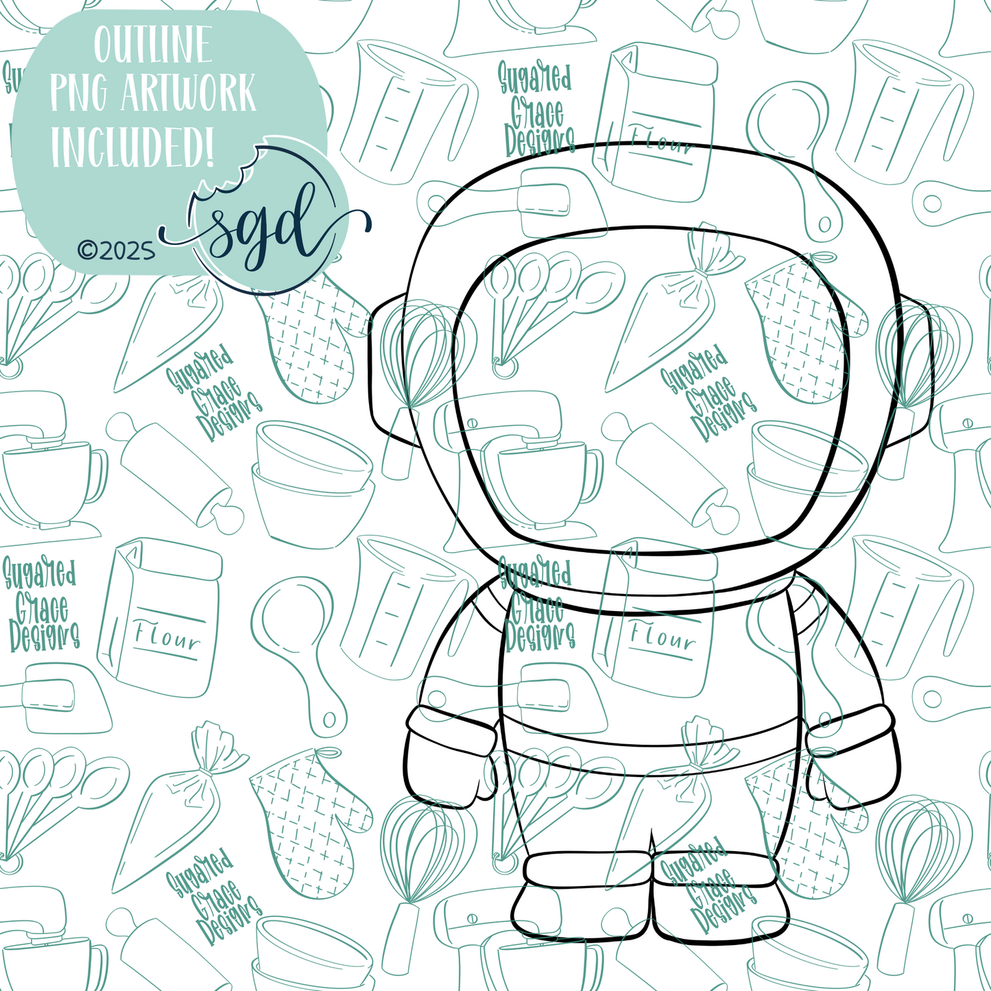 Astronaut Cookie Cutter STL File  with PNG Images to Match - For 3D Printing and Edible Ink Printers
