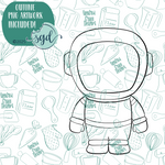 Astronaut Cookie Cutter with PNG Images to Match - Hand Drawn Graphics for Edible Ink Printers