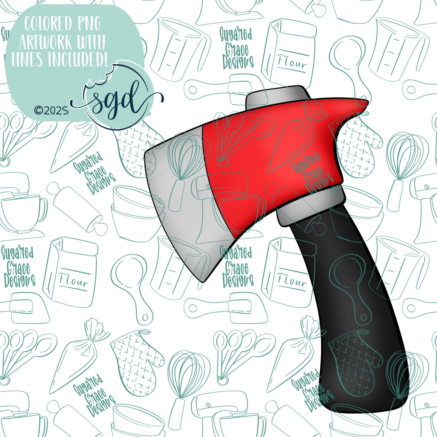 Ax or Hatchet Cookie Cutter STL File with PNG Images to Match - For 3D Printing and Edible Ink Printers