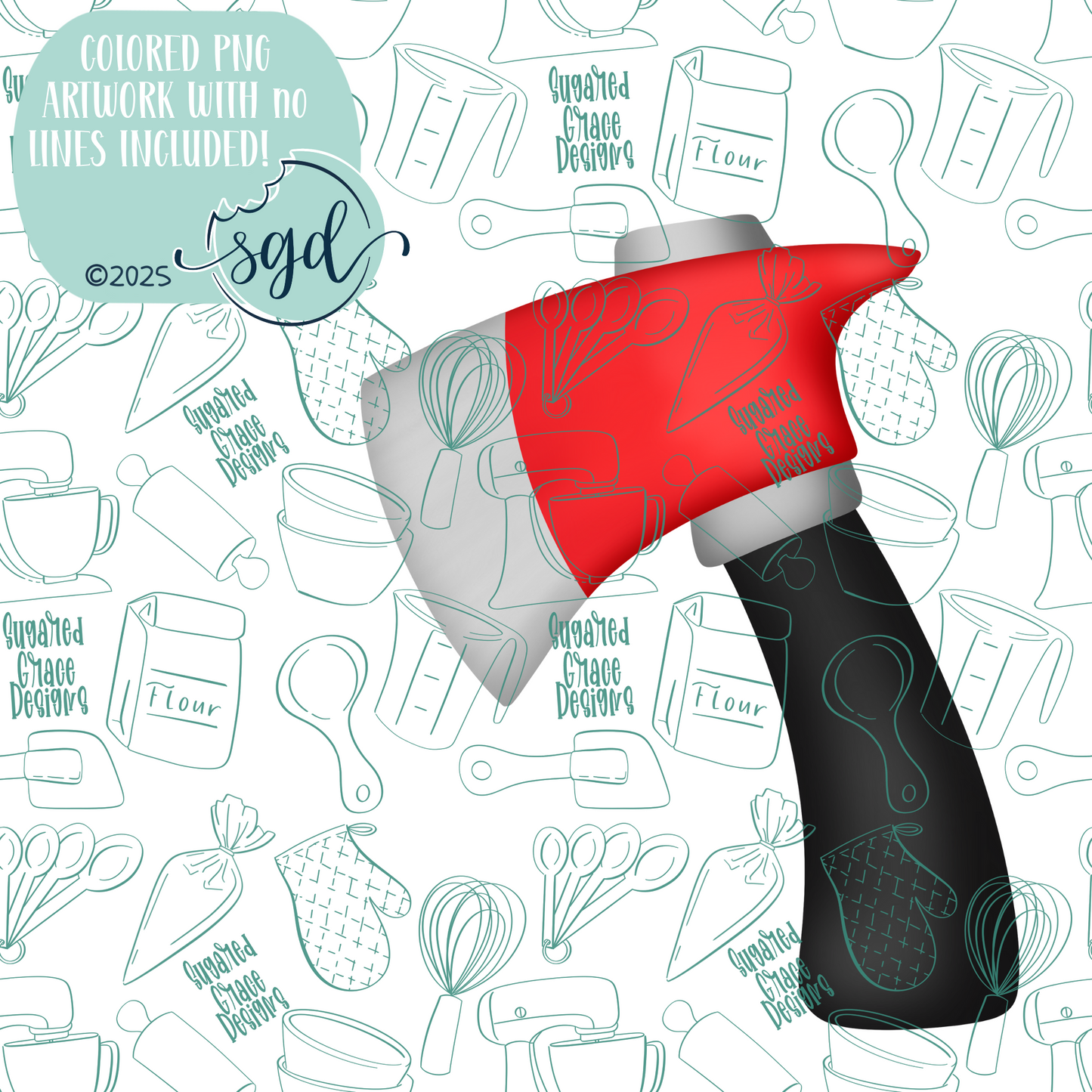 Ax or Hatchet Cookie Cutter STL File with PNG Images to Match - For 3D Printing and Edible Ink Printers