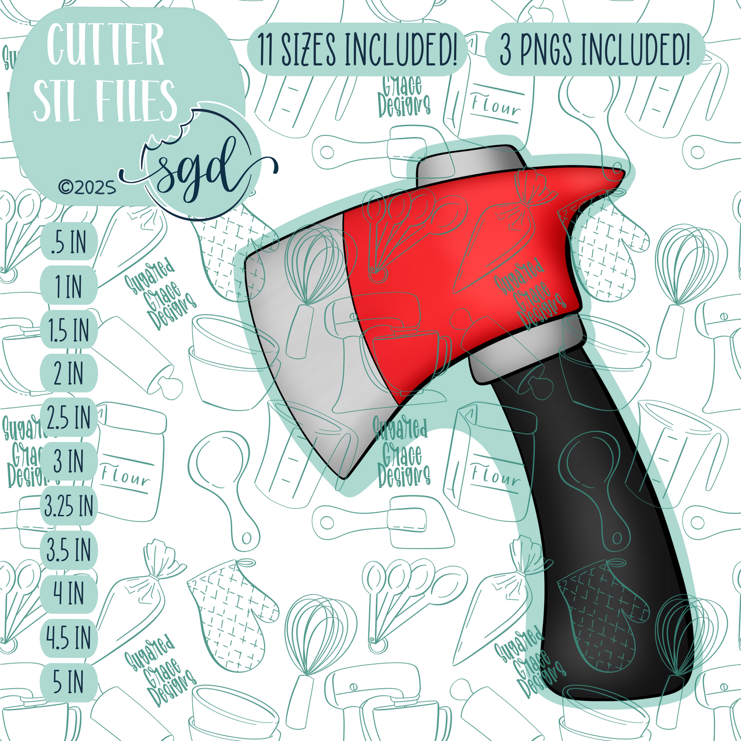 Ax or Hatchet Cookie Cutter STL File with PNG Images to Match - For 3D Printing and Edible Ink Printers