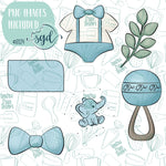 Elephant Themed Baby Shower Cookie Cutter STL File Set with Matching Printable PNG Images for Edible Ink Printers Including Eddie