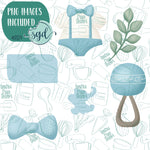 Elephant Themed Baby Shower Cookie Cutter Set with Matching Printable PNG Images for Edible Ink Printers Including Eddie