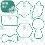 Elephant Themed Baby Shower Cookie Cutter Set with Matching Printable PNG Images for Edible Ink Printers Including Eddie