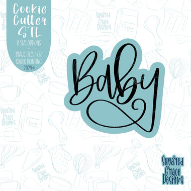 Hand Lettered Baby Word Cookie Cutter with Matching PNG Images for Edible Ink Printers Including Eddie