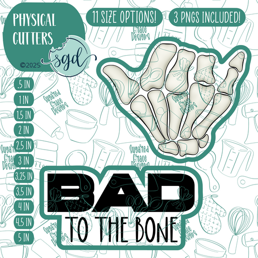 Bad to the Bone Cookie Cutter Set of 2 with PNG Images to Match - Hand Drawn Graphics for Edible Ink Printers