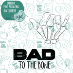 Bad to the Bone Cookie Cutter Set of 2 with PNG Images to Match - Hand Drawn Graphics for Edible Ink Printers