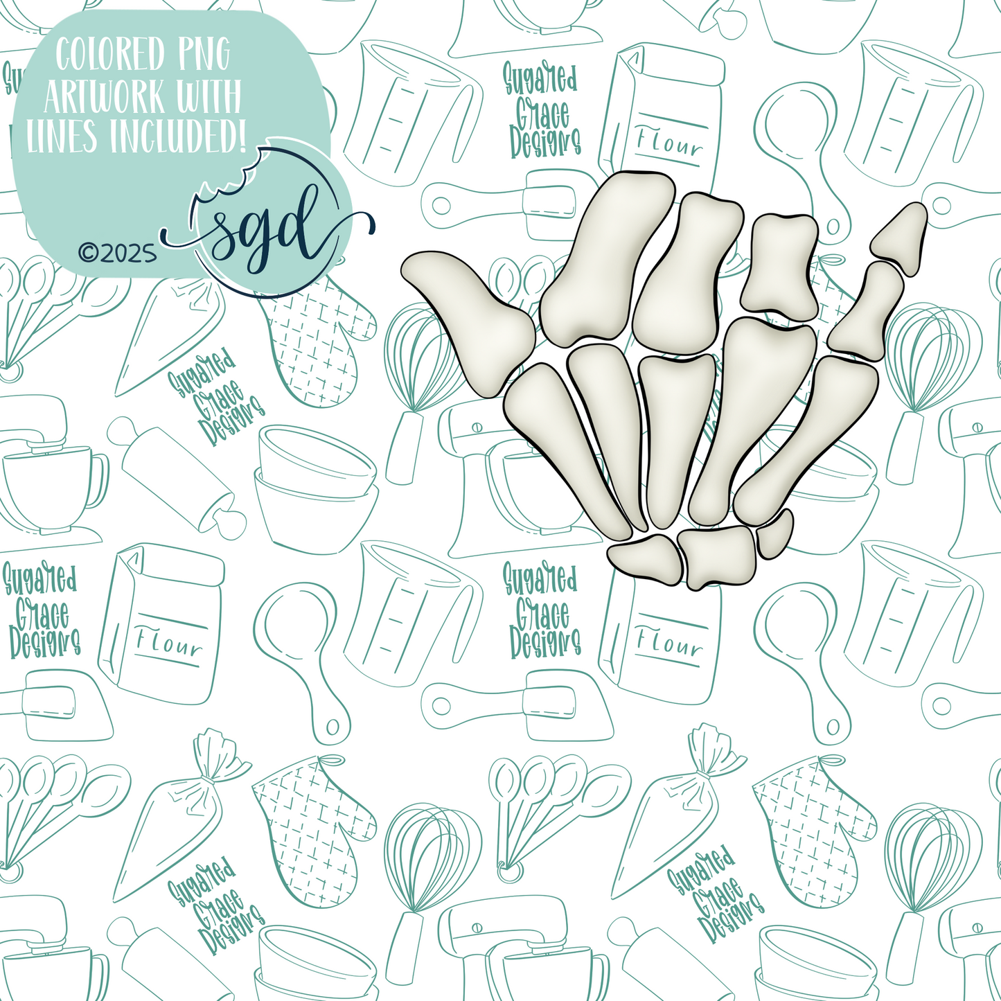 Bad to the Bone Cookie Cutter STL File Set of 2 with PNG Images to Match - For 3D Printing and Edible Ink Printers