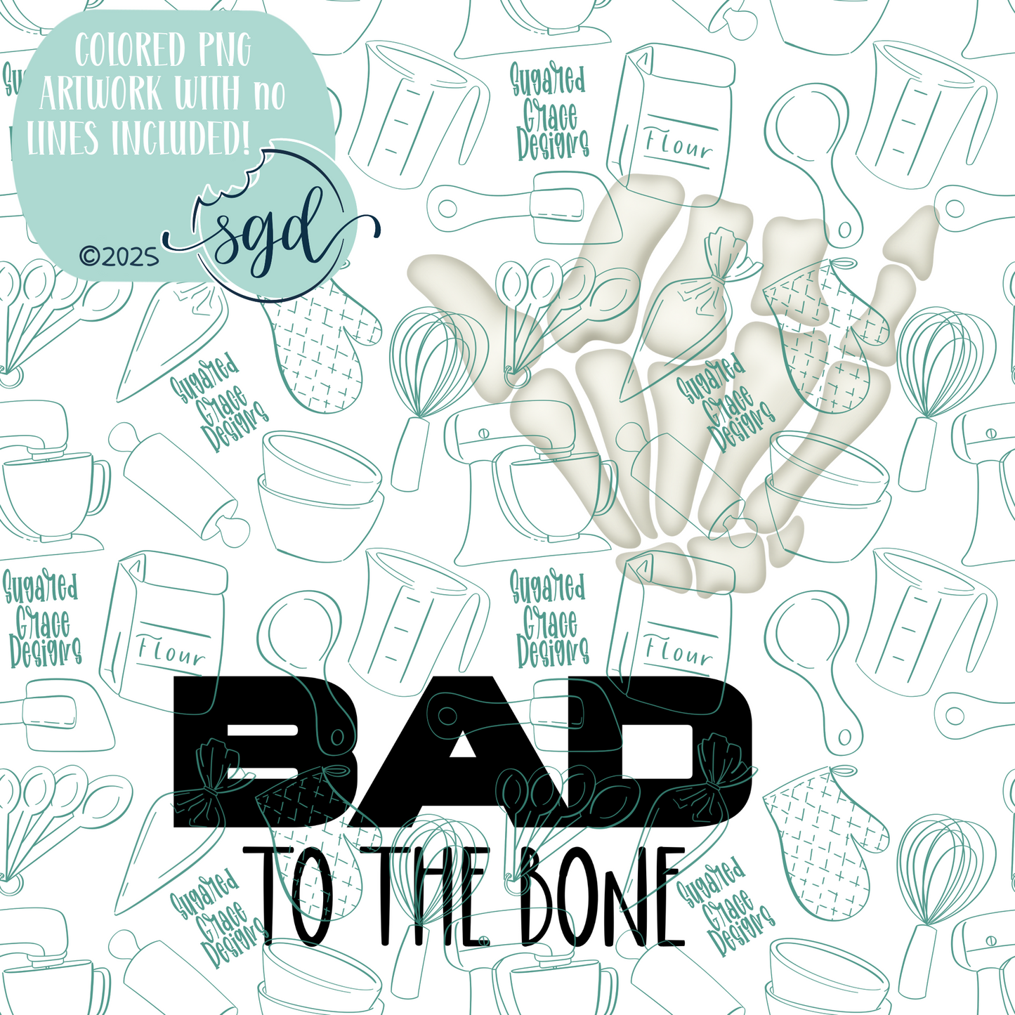 Bad to the Bone Cookie Cutter STL File Set of 2 with PNG Images to Match - For 3D Printing and Edible Ink Printers