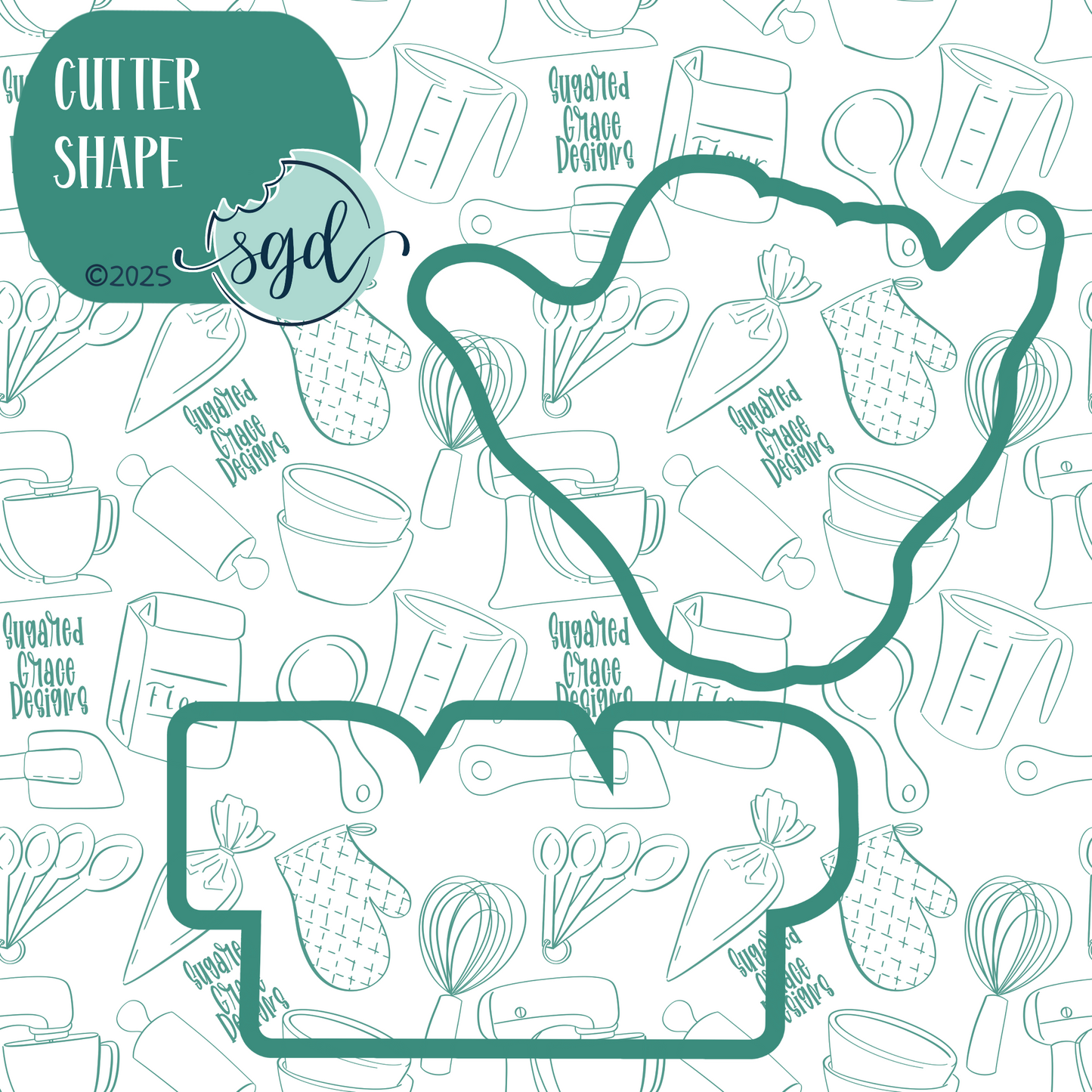 Bad to the Bone Cookie Cutter Set of 2 with PNG Images to Match - Hand Drawn Graphics for Edible Ink Printers