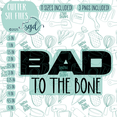 Bad to the Bone Cookie Cutter STL File with PNG Images to Match - For 3D Printing and Edible Ink Printers