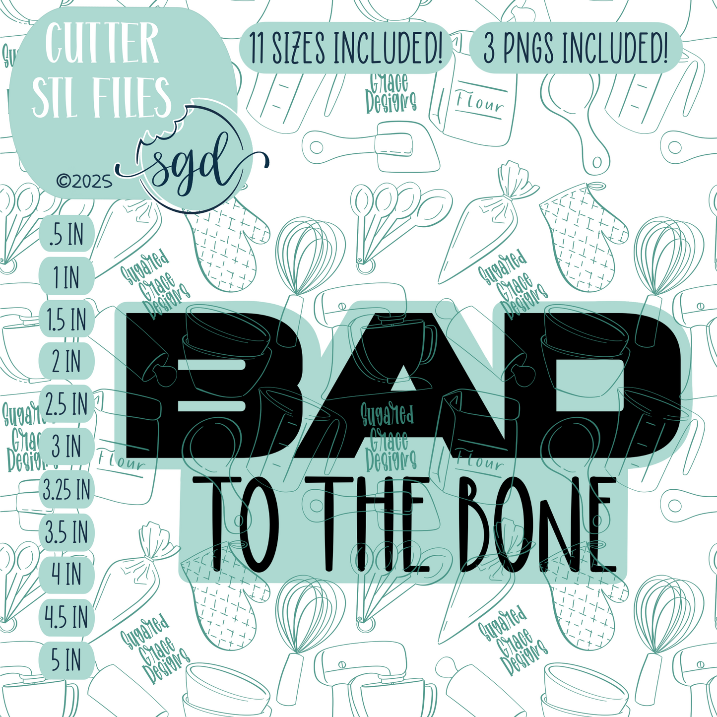 Bad to the Bone Cookie Cutter STL File with PNG Images to Match - For 3D Printing and Edible Ink Printers