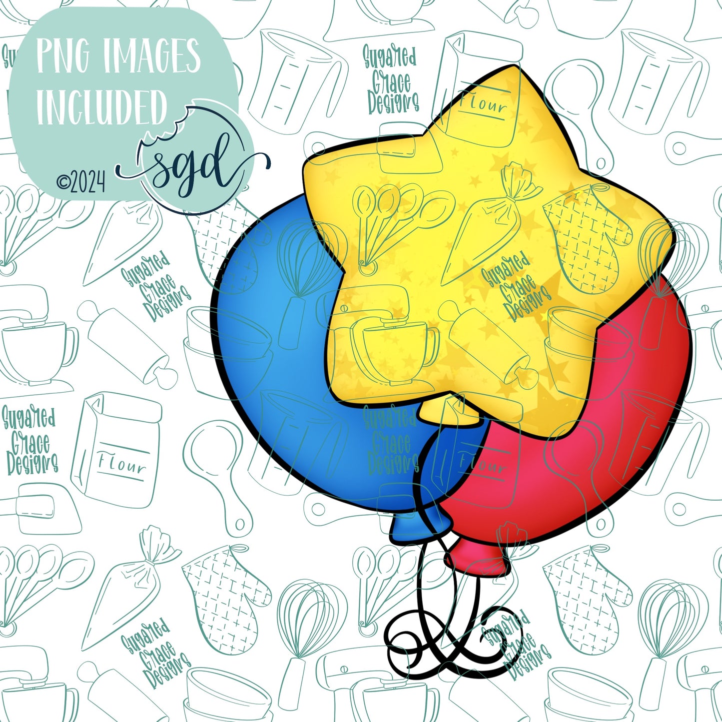 Birthday Balloons Cookie Cutter STL Files with PNG Images to Match - For 3D Printing and Edible Ink Printers