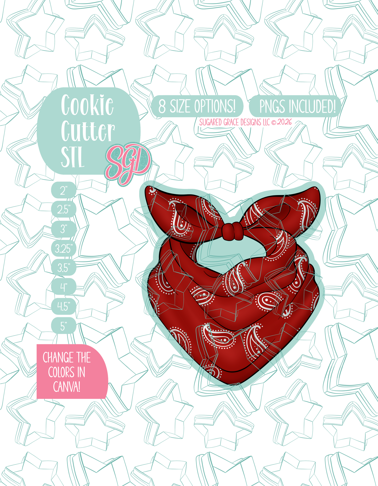Bandana Cookie Cutter STL and PNG set