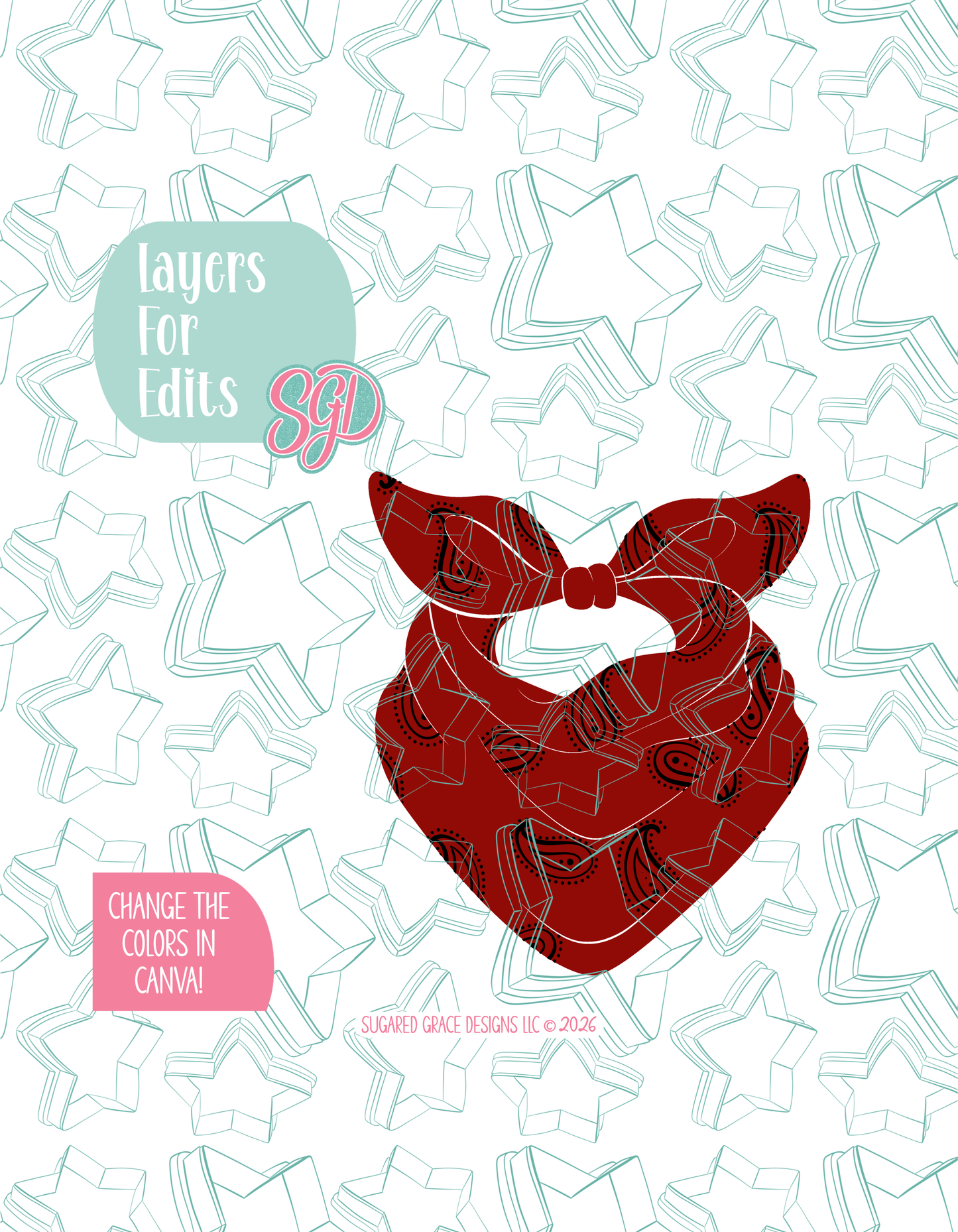 Bandana Cookie Cutter STL and PNG set