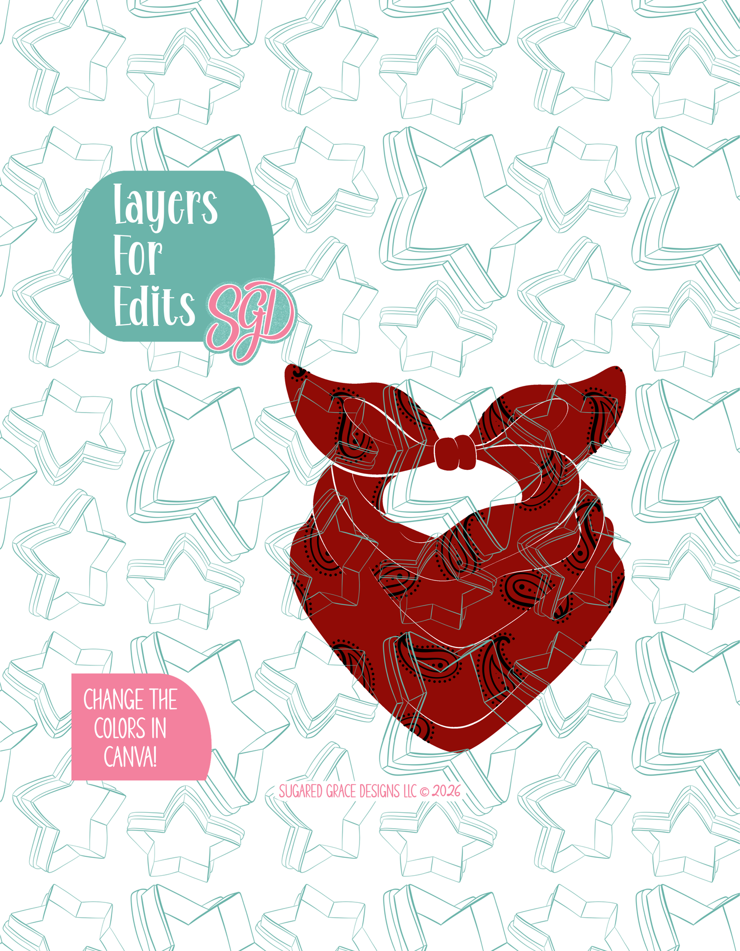 Bandana Cookie Cutter with matching PNG