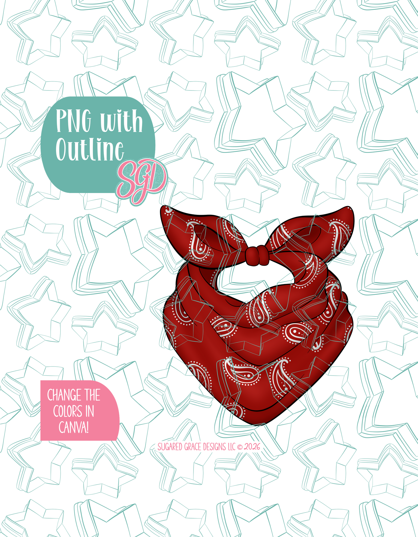 Bandana Cookie Cutter with matching PNG