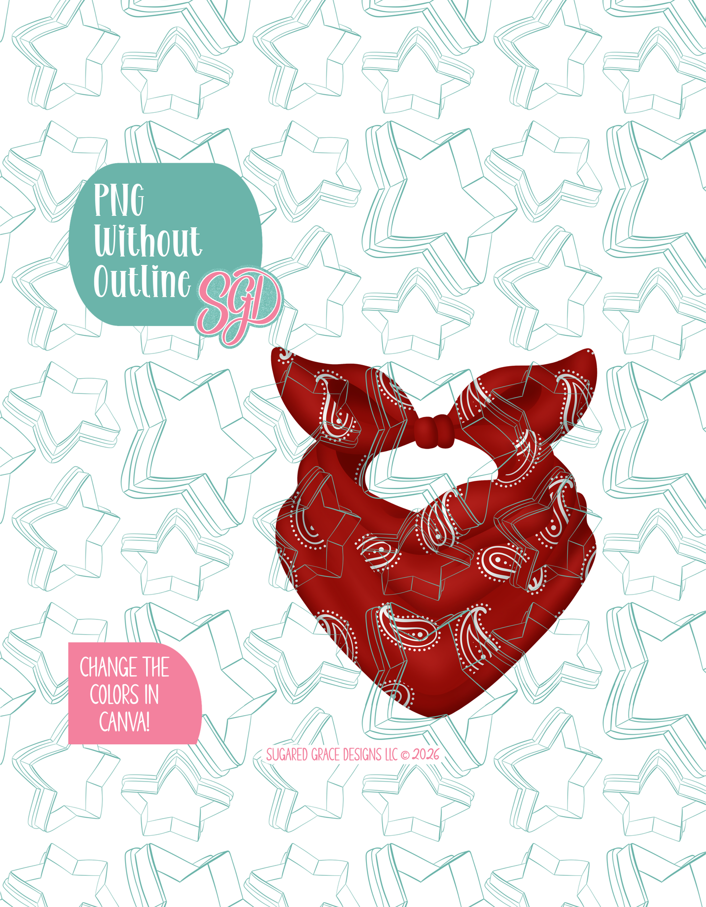 Bandana Cookie Cutter with matching PNG