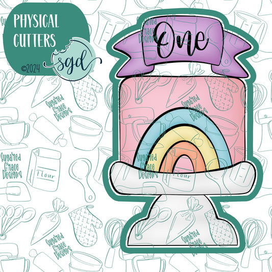 Birthday Cake with Banner Cookie Cutter with PNG Images to Match - Hand Drawn Graphics for Edible Ink Printers