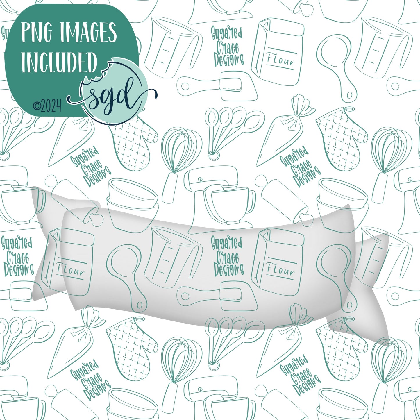 Ribbon Banner Name Plaque  Cookie Cutter with PNG Images to Match - Hand Drawn Graphics for Edible Ink Printers