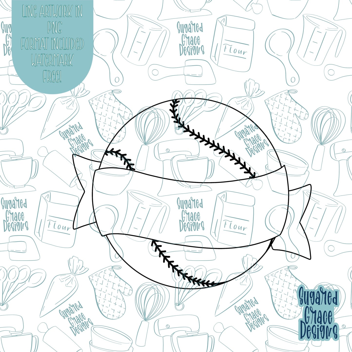 Baseball Cookie Cutter STL Files for 3D Printing with Matching Printable PNG Images for Edible Ink Printers including Eddie