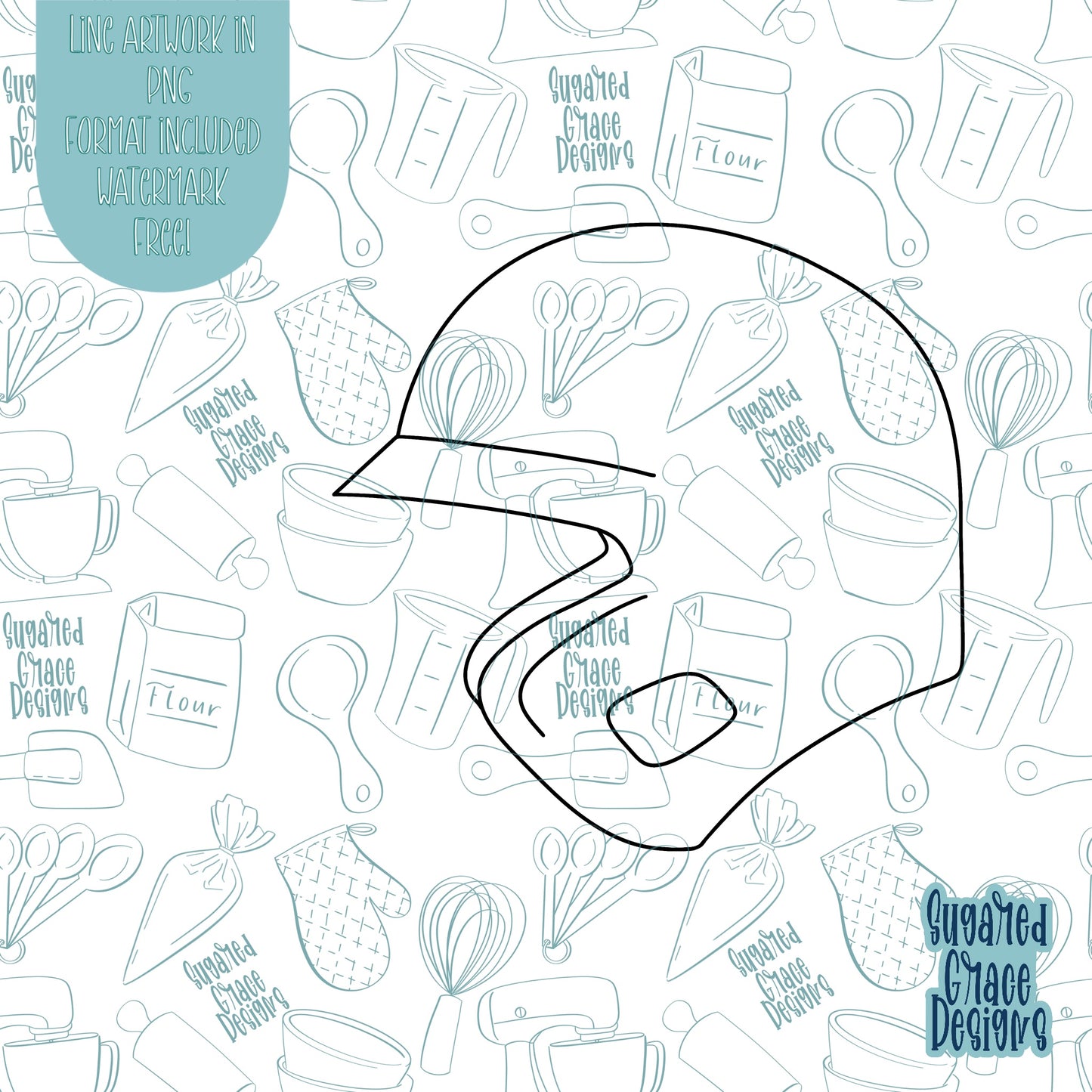 Baseball Helmet Cookie Cutter STL Files for 3D Printing with Matching PNG Images for Edible Ink Printers Including Eddie