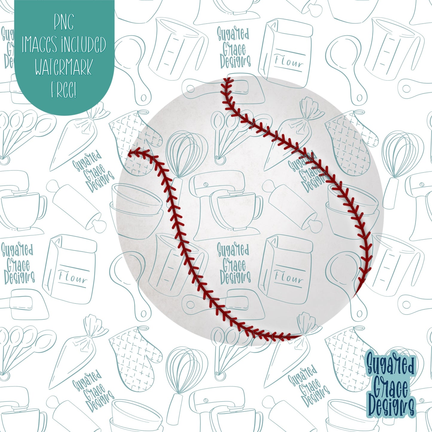 Baseball Cookie Cutter with Matching PNG Images for Edible Ink Printers Including Eddie
