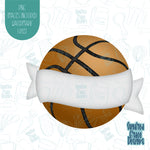 Basketball with Banner Plaque Cookie Cutter with Matching PNG Images for Edible Ink Printers Including Eddie