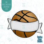 Basketball with Banner Plaque Cookie Cutter with Matching PNG Images for Edible Ink Printers Including Eddie