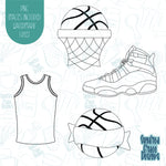 Basketball Cookie Cutter Set of 4 with Matching PNG Images for Edible Ink Printers Including Eddie