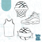 Basketball Cookie Cutter STL File Set of 4 with Matching Printable PNG Images for Edible Ink Printers Including Eddie