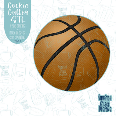 Basketball Cookie Cutter STL Files for 3D Printing with Matching Printable PNG Images for Edible Ink Printers Including Eddie