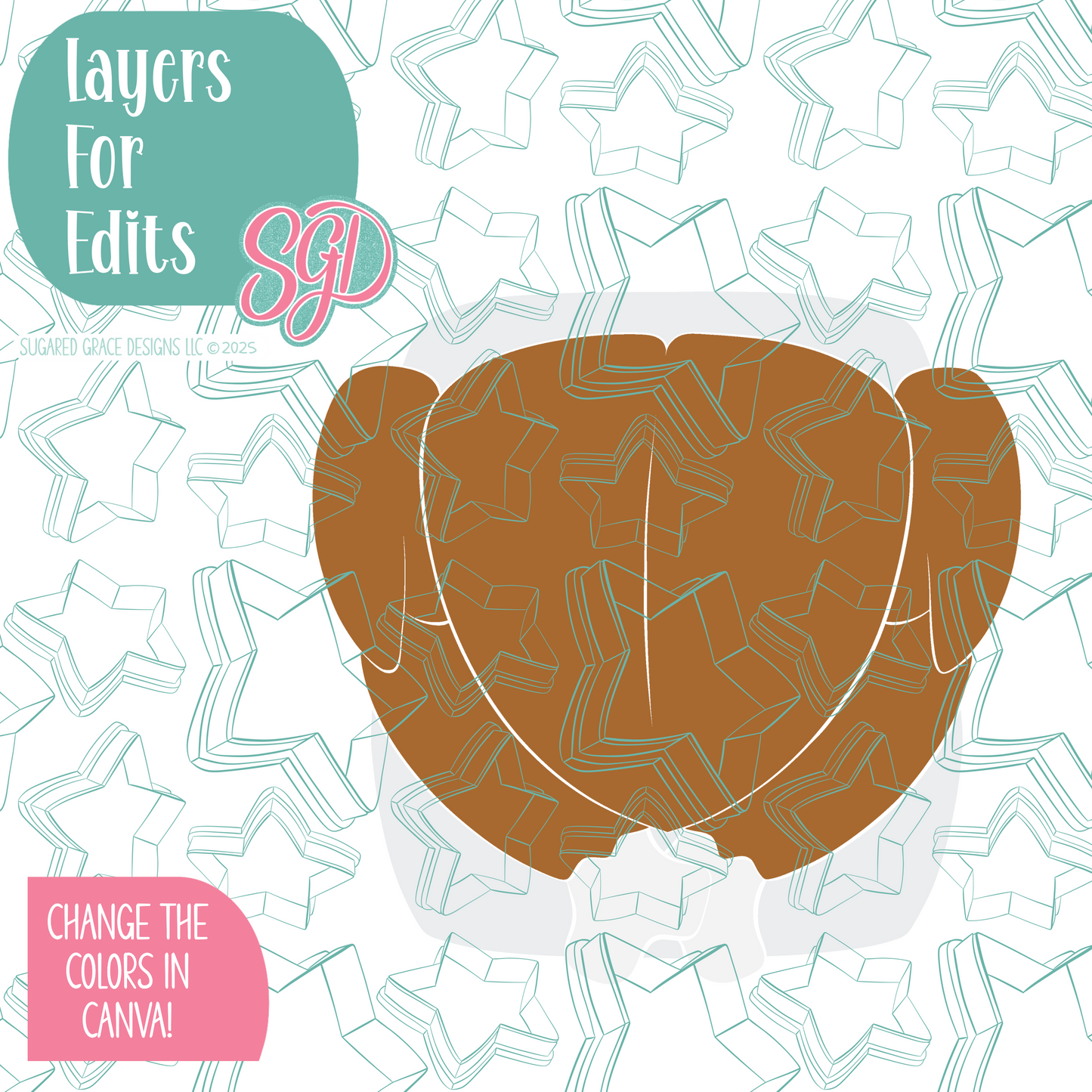 Cooked and Basted Turkey Cookie Cutter with PNG Images to Match - Hand Drawn Graphics for Edible Ink Printers
