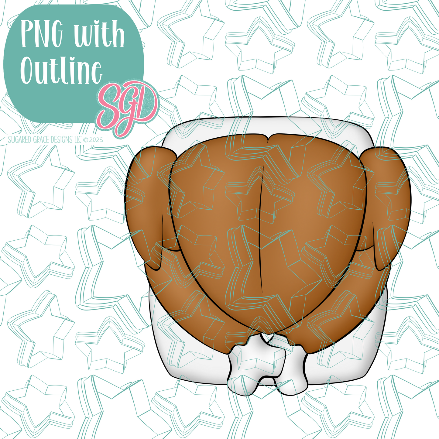 Cooked and Basted Turkey Cookie Cutter with PNG Images to Match - Hand Drawn Graphics for Edible Ink Printers