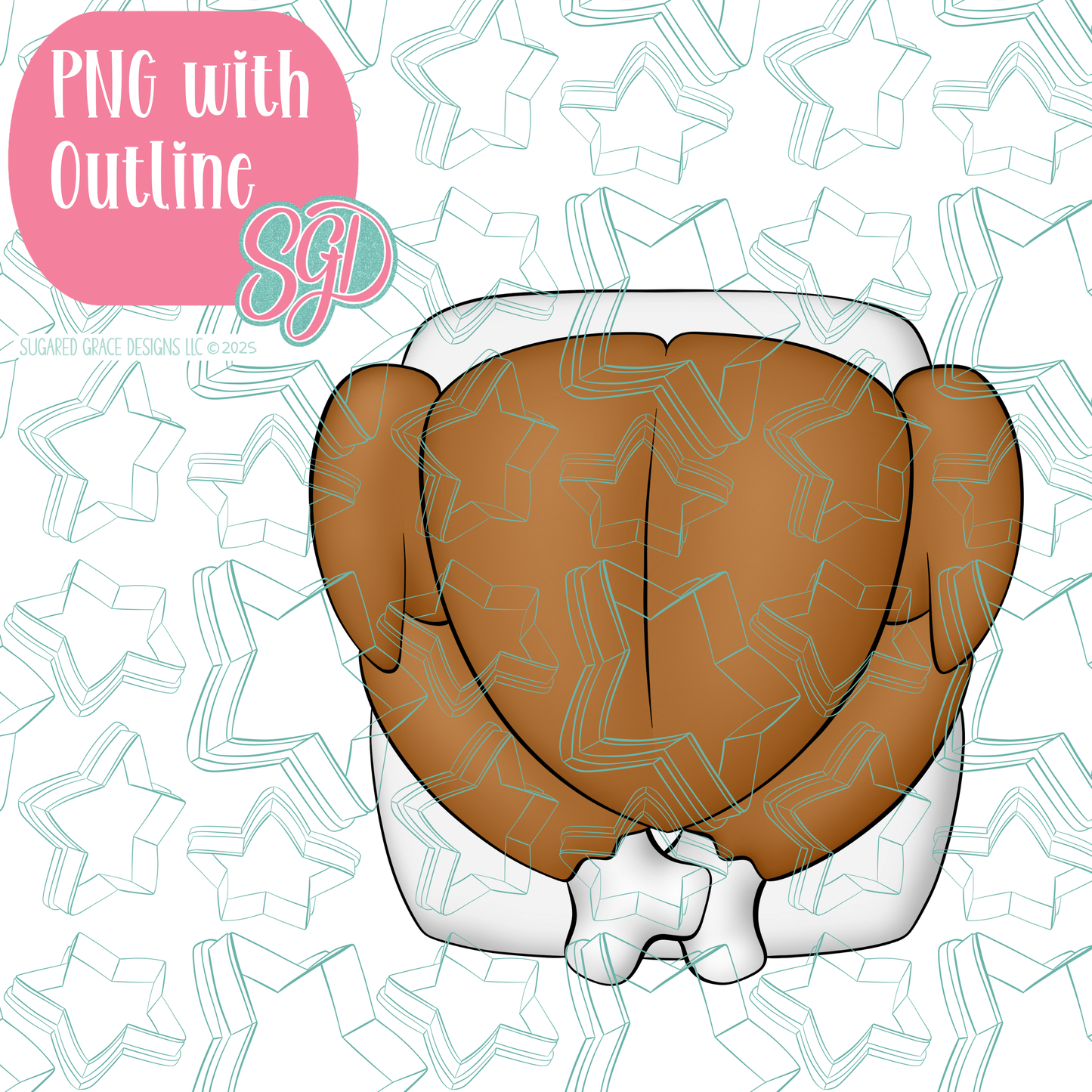 Cooked and Basted Turkey PNG Image Set for Edible Ink Printers - Hand Drawn Editable Graphics